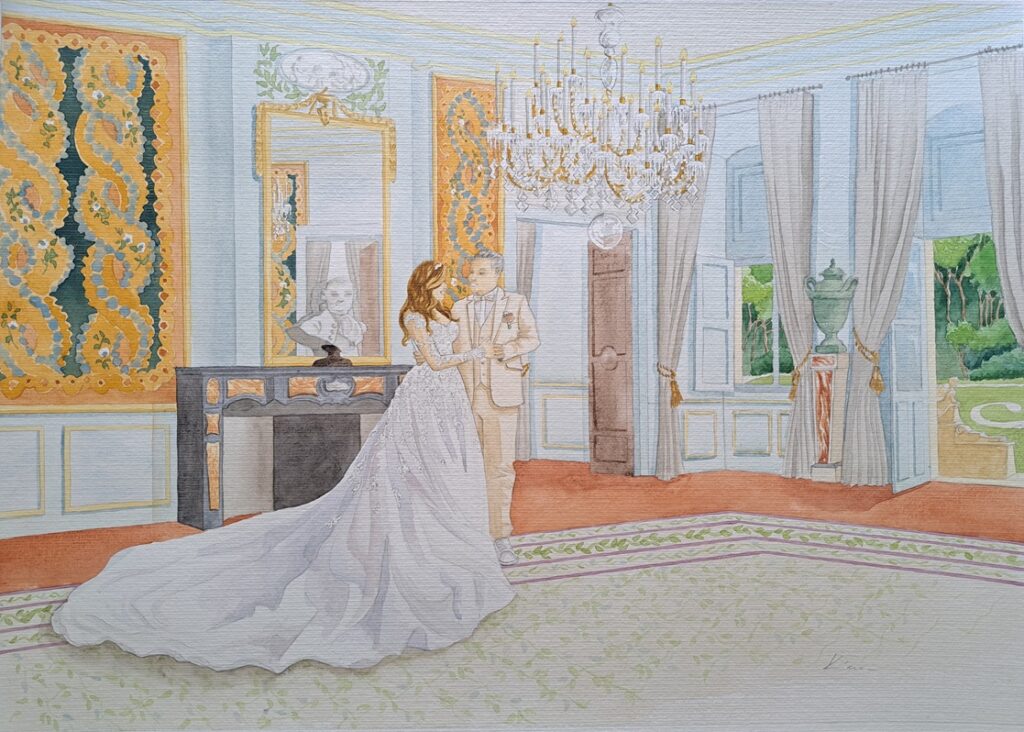 This painting was created live for a wedding in Chateau de Fonscolombe in Aix-en-Provence