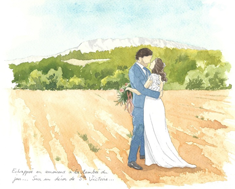 Peinture créée en live pour un mariage à côté d'Aix-en-Provence